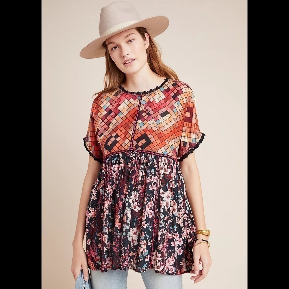 Anthropologie Bl-nk Sidonie Embroidered Swing Tunic